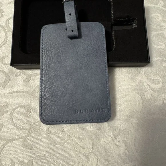 🎁NEW in Package Denim Color Burano  Vegan Leather Luggage Tags🎁 - Picture 2 of 3